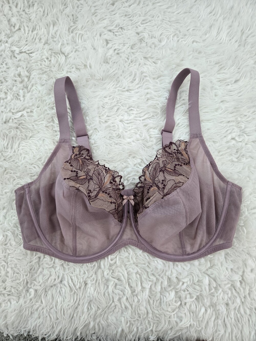 Understance Chloe UniWire Sheer Mesh Bra. Colorway: Elderberry. Size 44I